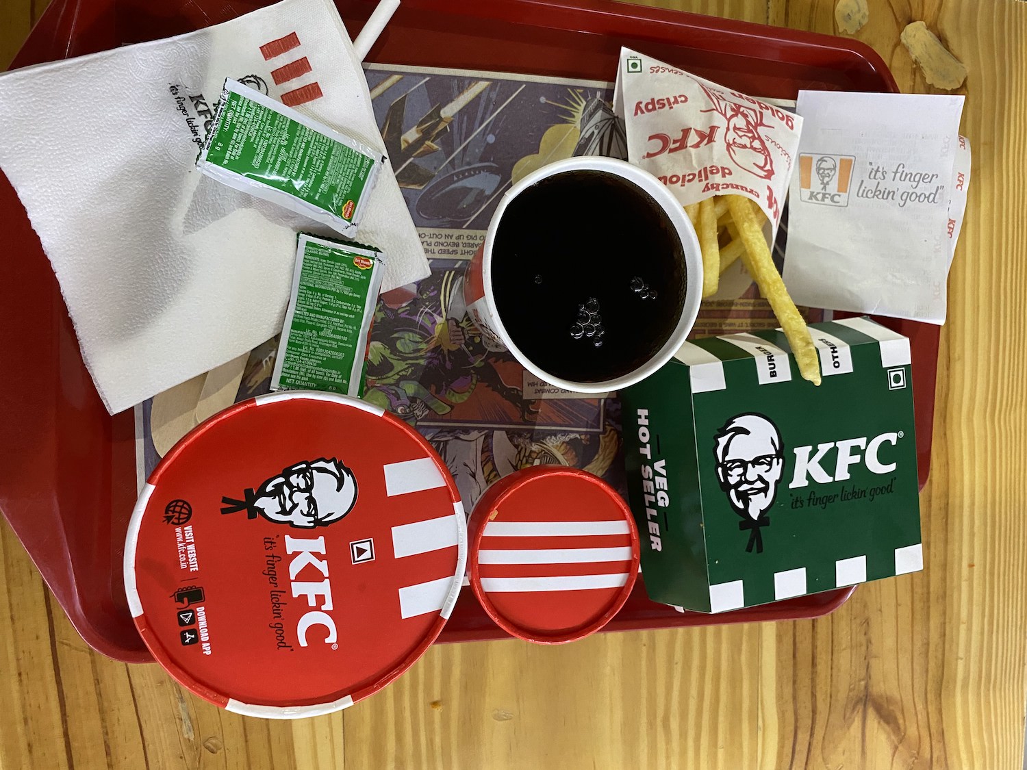 KFC food at Delhi Airport